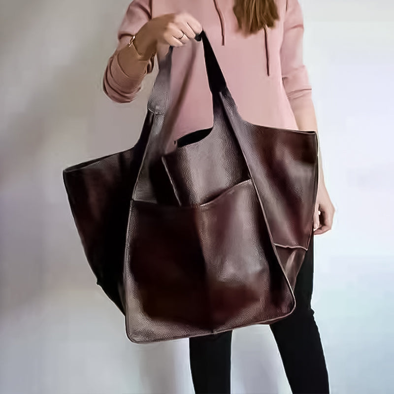 Oversized Leather Weekender Bag Stylish Travel Handbag