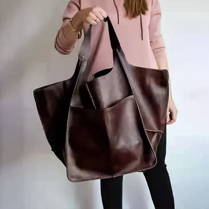 Oversized Leather Weekender Bag Stylish Travel Handbag