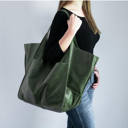 Oversized Leather Weekender Bag Stylish Travel Handbag