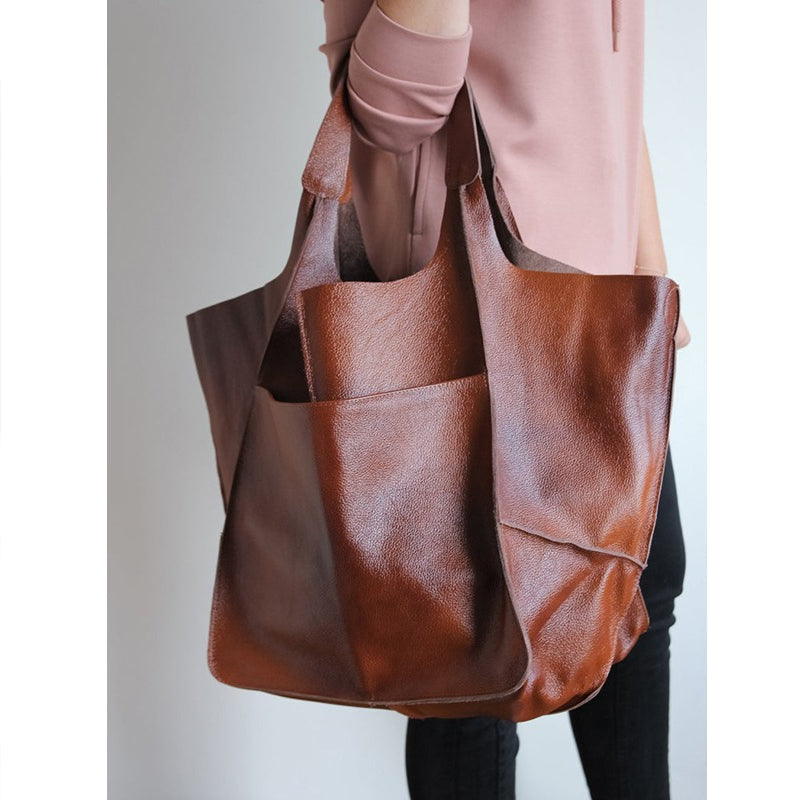 Oversized Leather Weekender Bag Stylish Travel Handbag