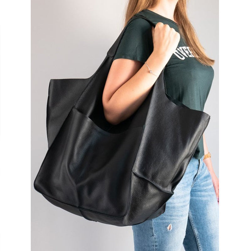 Oversized Leather Weekender Bag Stylish Travel Handbag