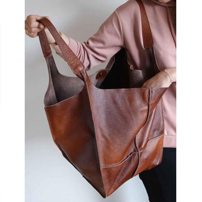 Oversized Leather Weekender Bag Stylish Travel Handbag
