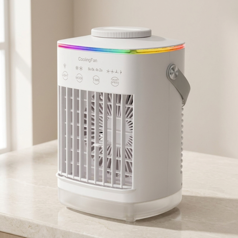 Personal Mini Air Cooler with Misting and LED Night Light
