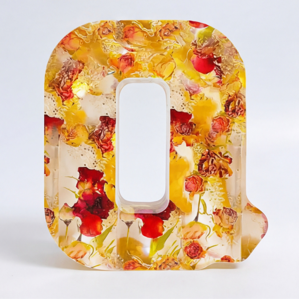 Personalised Floral Resin Letter Light with Real Dried Flowers and Warm LED