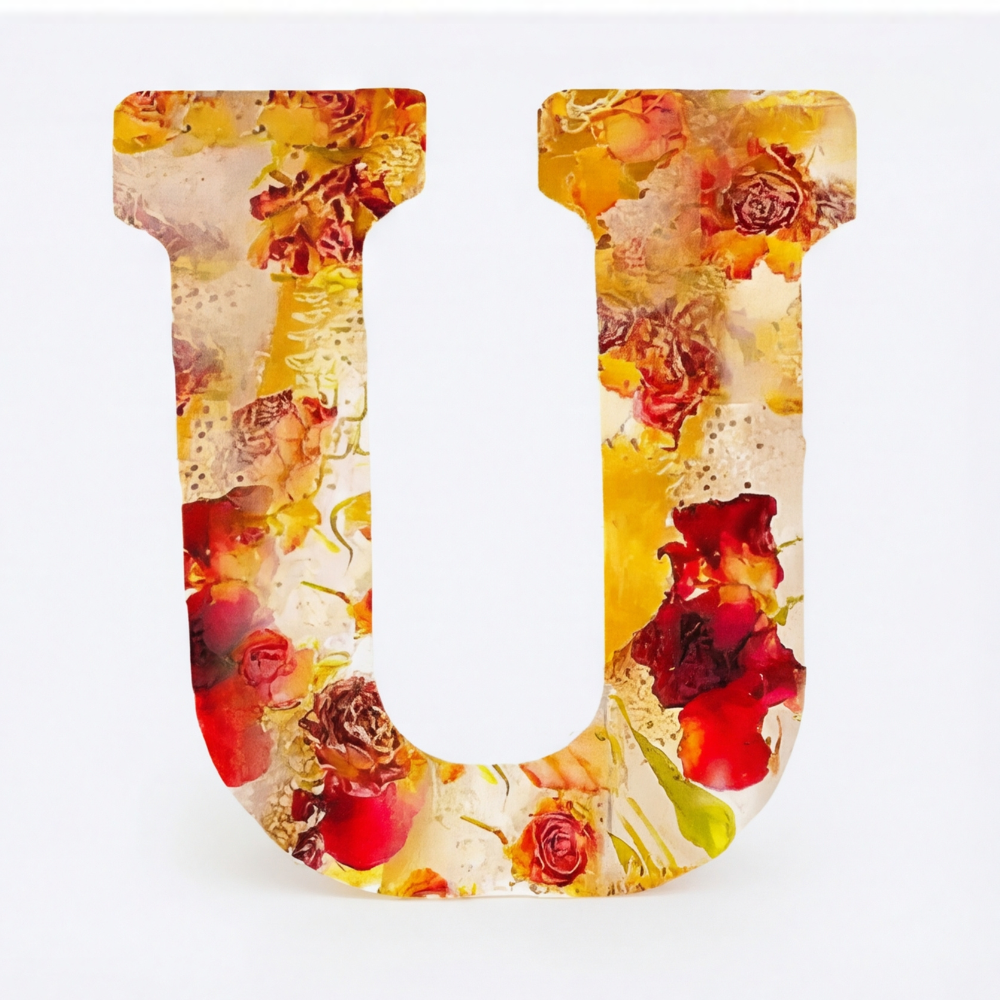 Personalised Floral Resin Letter Light with Real Dried Flowers and Warm LED