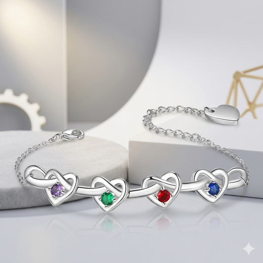 Bracciale a cuore personalizzato con pietra portafortuna e catena regolabile, regalo