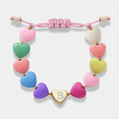 Personalized Initial Heart Beaded Adjustable Bracelet Gift