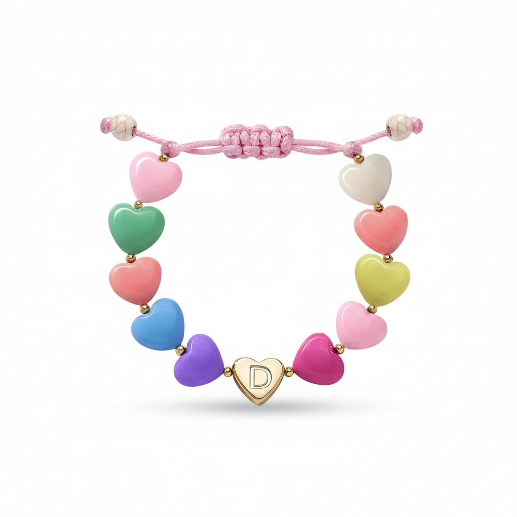 Personalized Initial Heart Beaded Adjustable Bracelet Gift