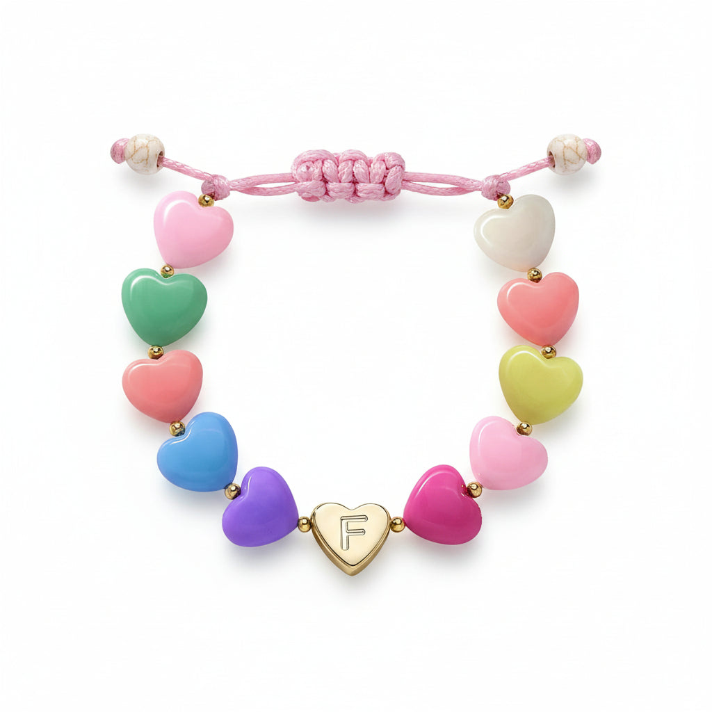 Personalized Initial Heart Beaded Adjustable Bracelet Gift