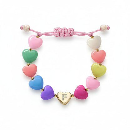 Personalized Initial Heart Beaded Adjustable Bracelet Gift