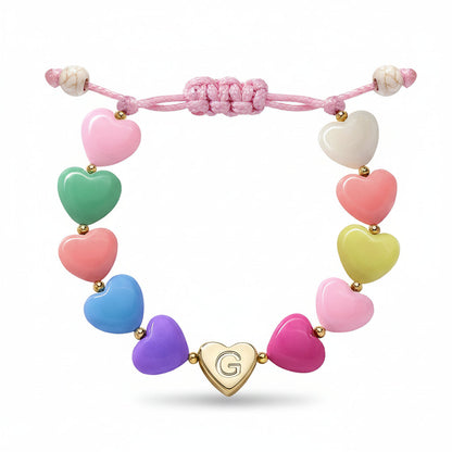 Personalized Initial Heart Beaded Adjustable Bracelet Gift