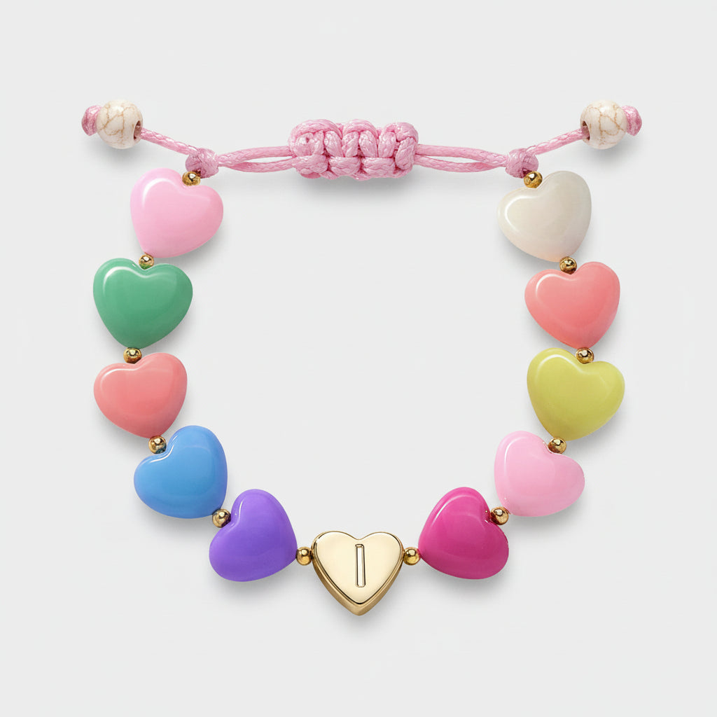 Personalized Initial Heart Beaded Adjustable Bracelet Gift
