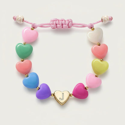 Personalized Initial Heart Beaded Adjustable Bracelet Gift
