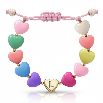 Personalized Initial Heart Beaded Adjustable Bracelet Gift
