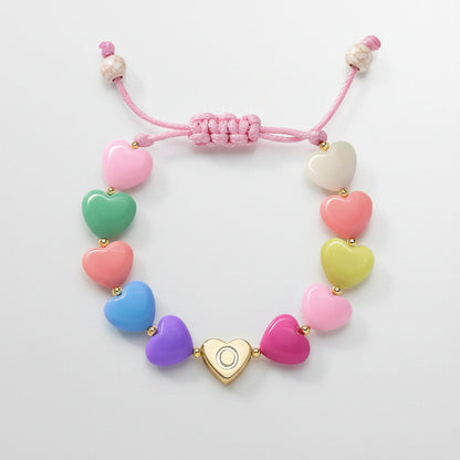 Personalized Initial Heart Beaded Adjustable Bracelet Gift