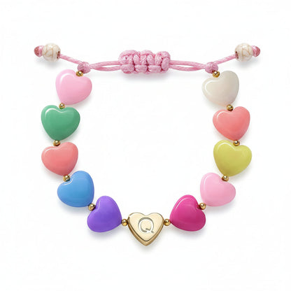 Personalized Initial Heart Beaded Adjustable Bracelet Gift