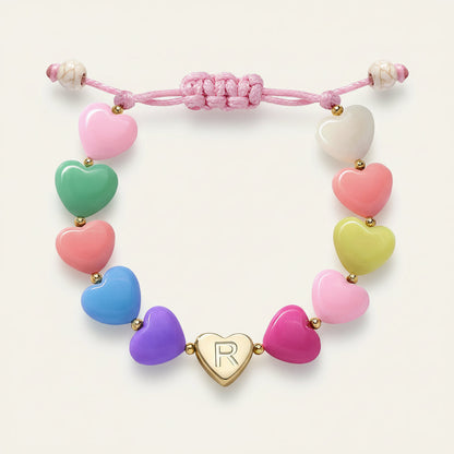 Personalized Initial Heart Beaded Adjustable Bracelet Gift