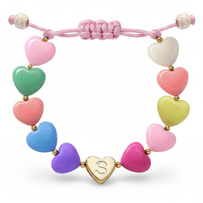 Personalized Initial Heart Beaded Adjustable Bracelet Gift