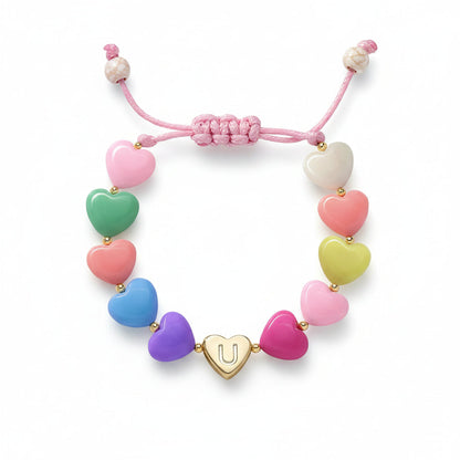 Personalized Initial Heart Beaded Adjustable Bracelet Gift