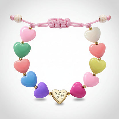 Personalized Initial Heart Beaded Adjustable Bracelet Gift