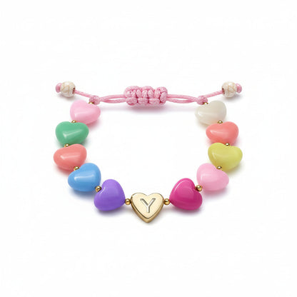 Personalized Initial Heart Beaded Adjustable Bracelet Gift