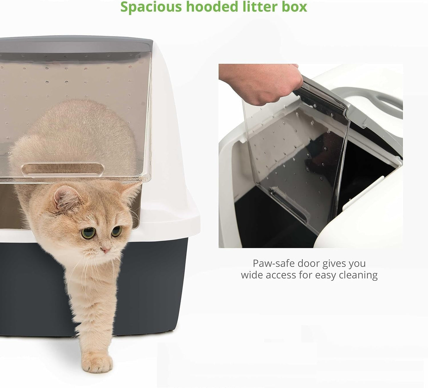 PetHome XL Covered Cat Litter Box with Odor Control and Easy Cleaning