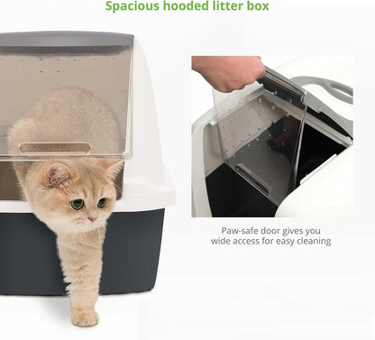 PetHome XL Covered Cat Litter Box with Odor Control and Easy Cleaning