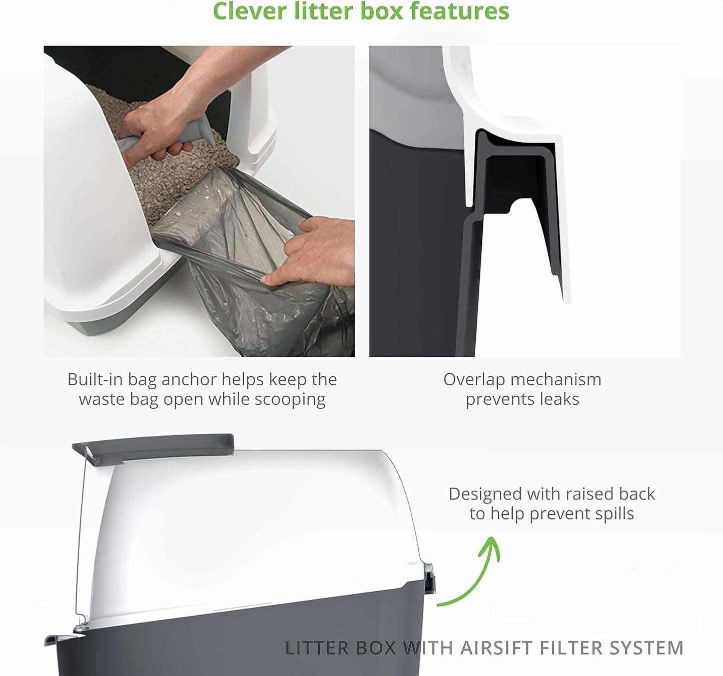 PetHome XL Covered Cat Litter Box with Odor Control and Easy Cleaning