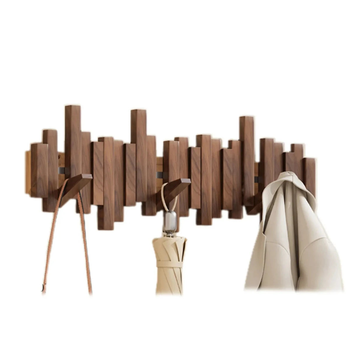 Piano Wooden Wall Coat Rack with 5 Hooks