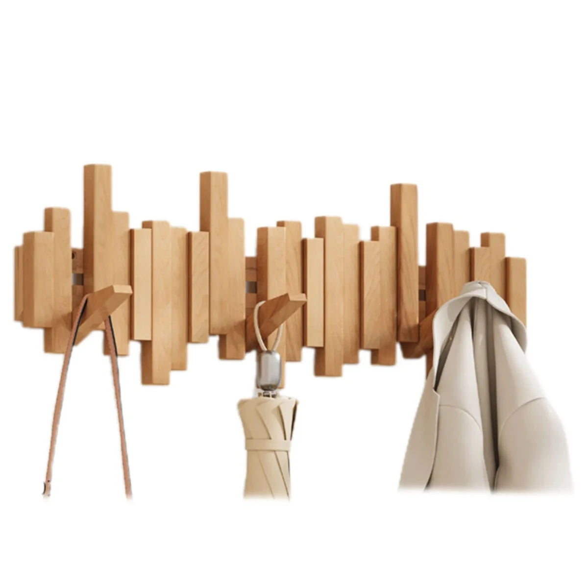 Piano Wooden Wall Coat Rack with 5 Hooks