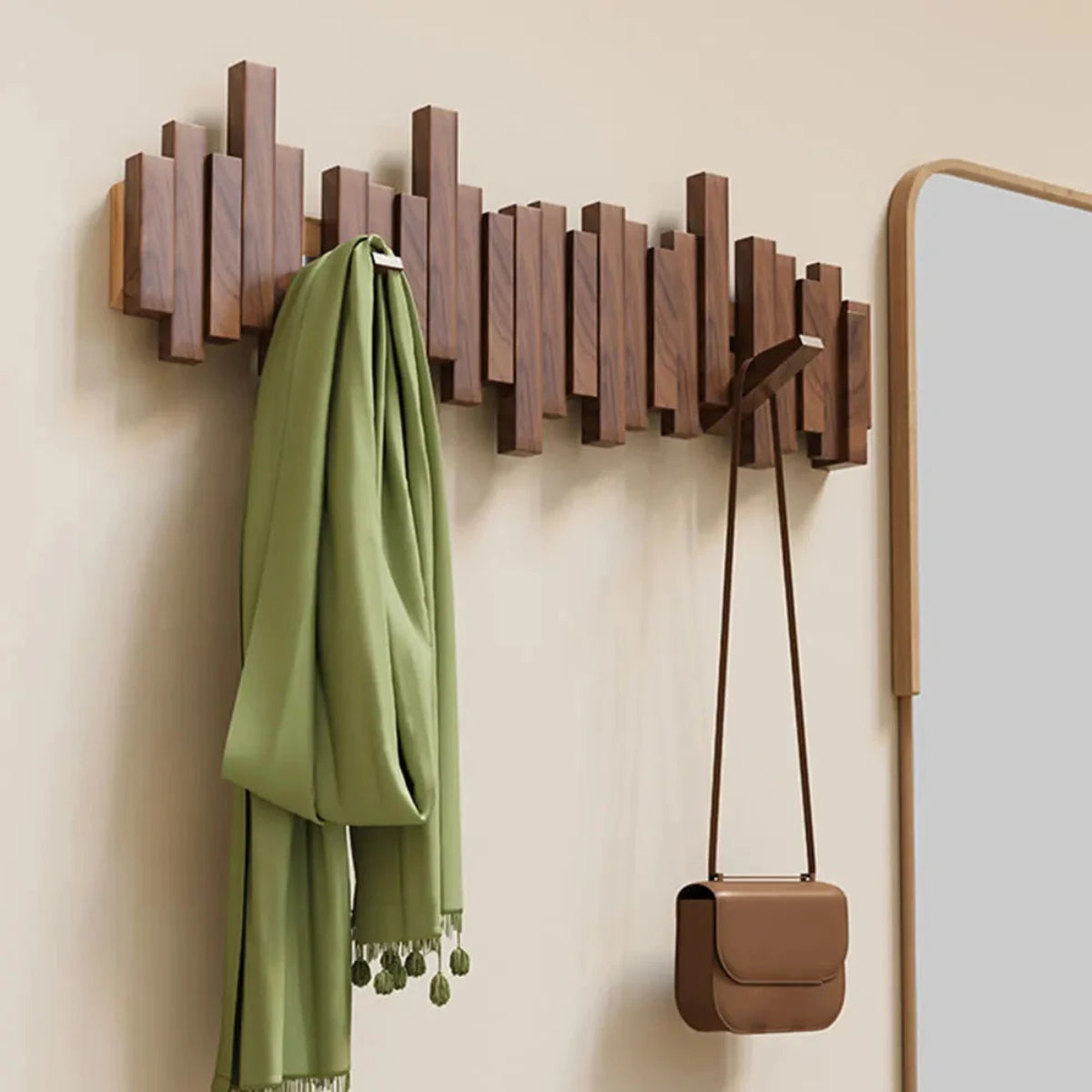 Piano Wooden Wall Coat Rack with 5 Hooks