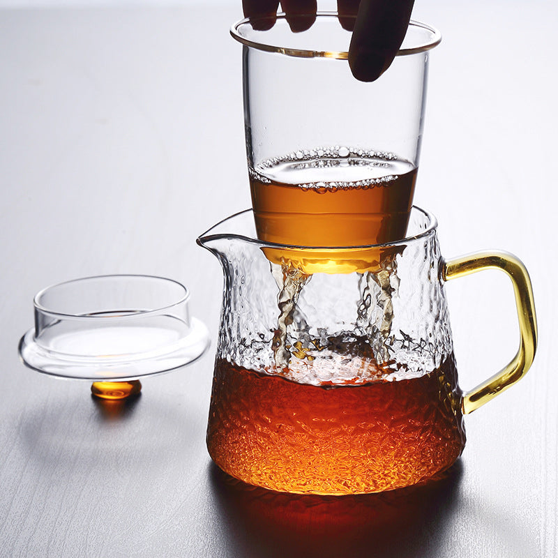Pindefang Glass Teapot with Infuser and Golden Handle Heat Resistant Design