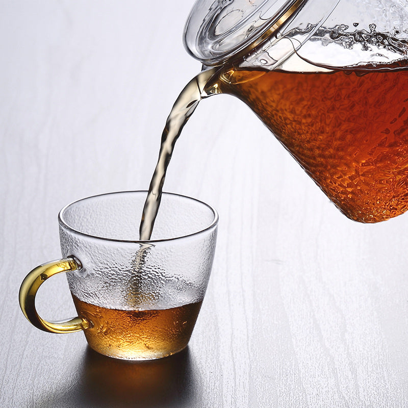 Pindefang Glass Teapot with Infuser and Golden Handle Heat Resistant Design