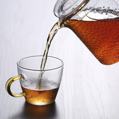 Pindefang Glass Teapot with Infuser and Golden Handle Heat Resistant Design