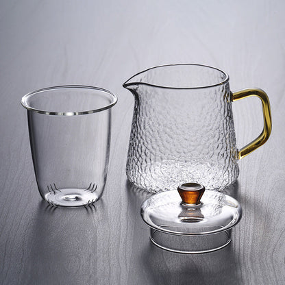 Pindefang Glass Teapot with Infuser and Golden Handle Heat Resistant Design