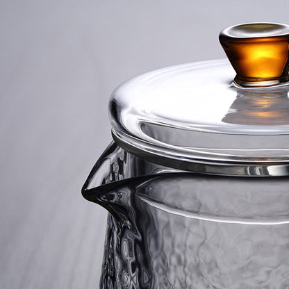 Pindefang Glass Teapot with Infuser and Golden Handle Heat Resistant Design