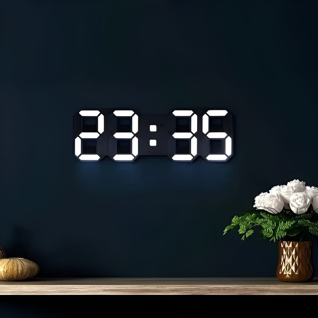 PixelTime 3D LED Digital Wall Clock with Temperature Date and Alarm