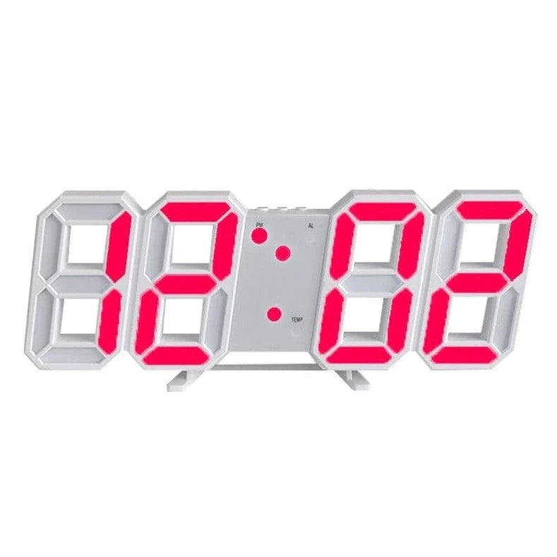 PixelTime 3D LED Digital Wall Clock with Temperature Date and Alarm