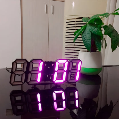 PixelTime 3D LED Digital Wall Clock with Temperature Date and Alarm