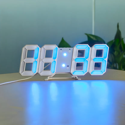 PixelTime 3D LED Digital Wall Clock with Temperature Date and Alarm