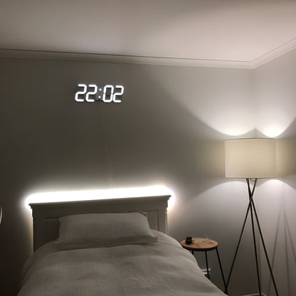PixelTime 3D LED Digital Wall Clock with Temperature Date and Alarm