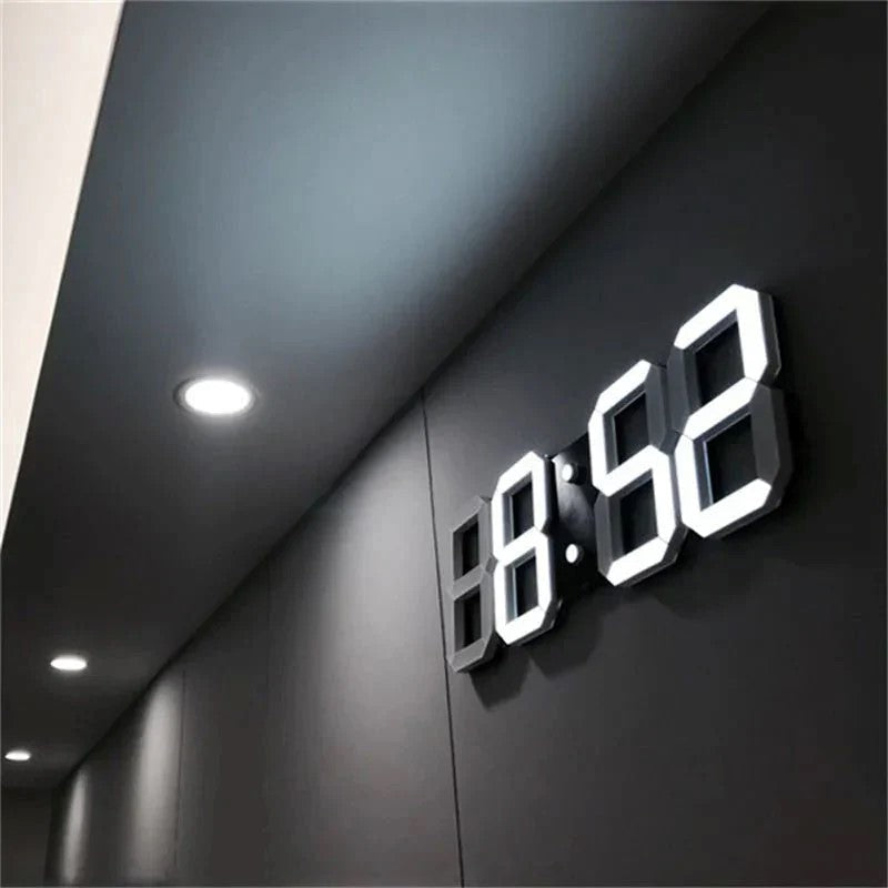 PixelTime 3D LED Digital Wall Clock with Temperature Date and Alarm