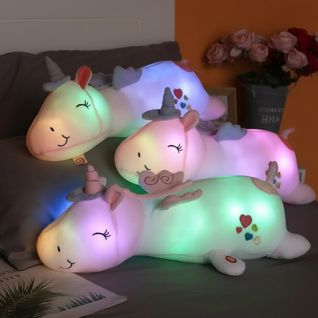 Plüsch-Einhorn, leuchtendes LED-Nachtlicht, weiches Stofftier