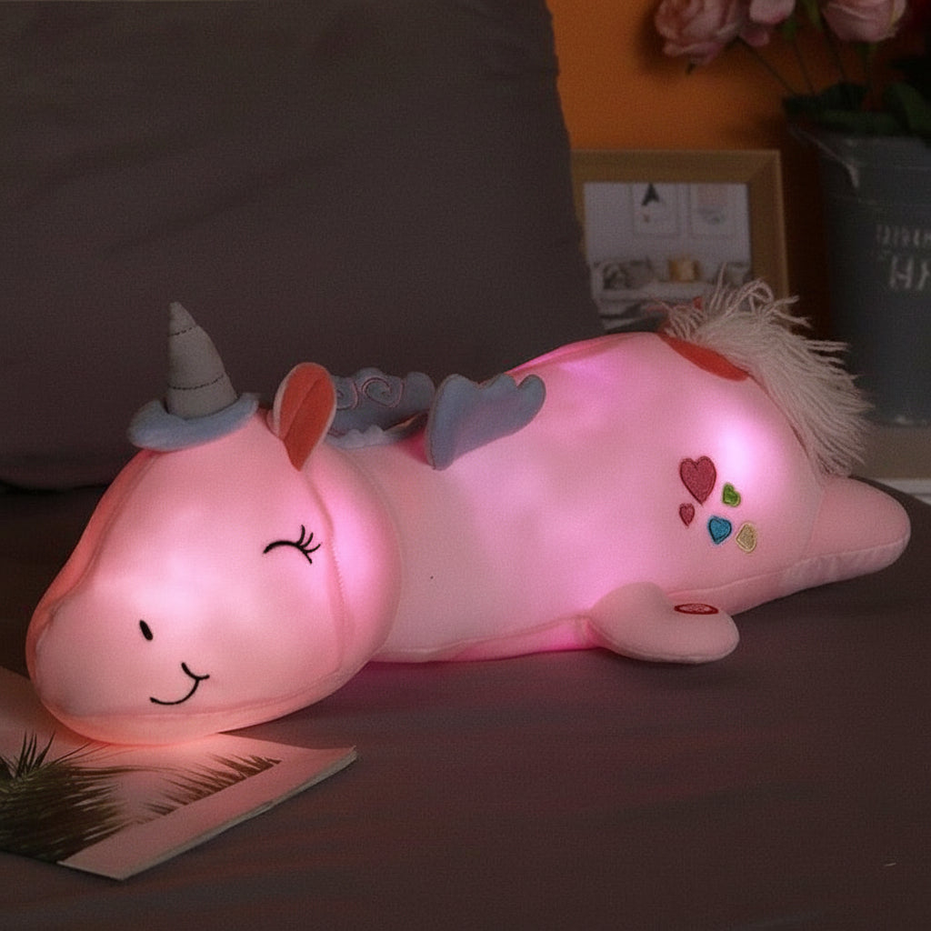 Plüsch-Einhorn, leuchtendes LED-Nachtlicht, weiches Stofftier