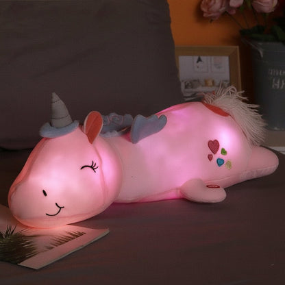 Plüsch-Einhorn, leuchtendes LED-Nachtlicht, weiches Stofftier