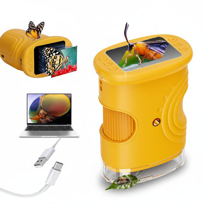 Microscopio digitale portatile 1000x, fotocamera didattica LED palmare con schermo