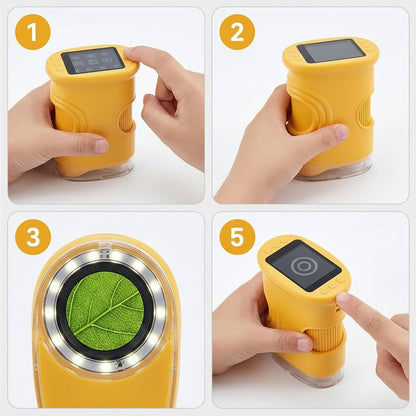Microscopio digitale portatile 1000x, fotocamera didattica LED palmare con schermo