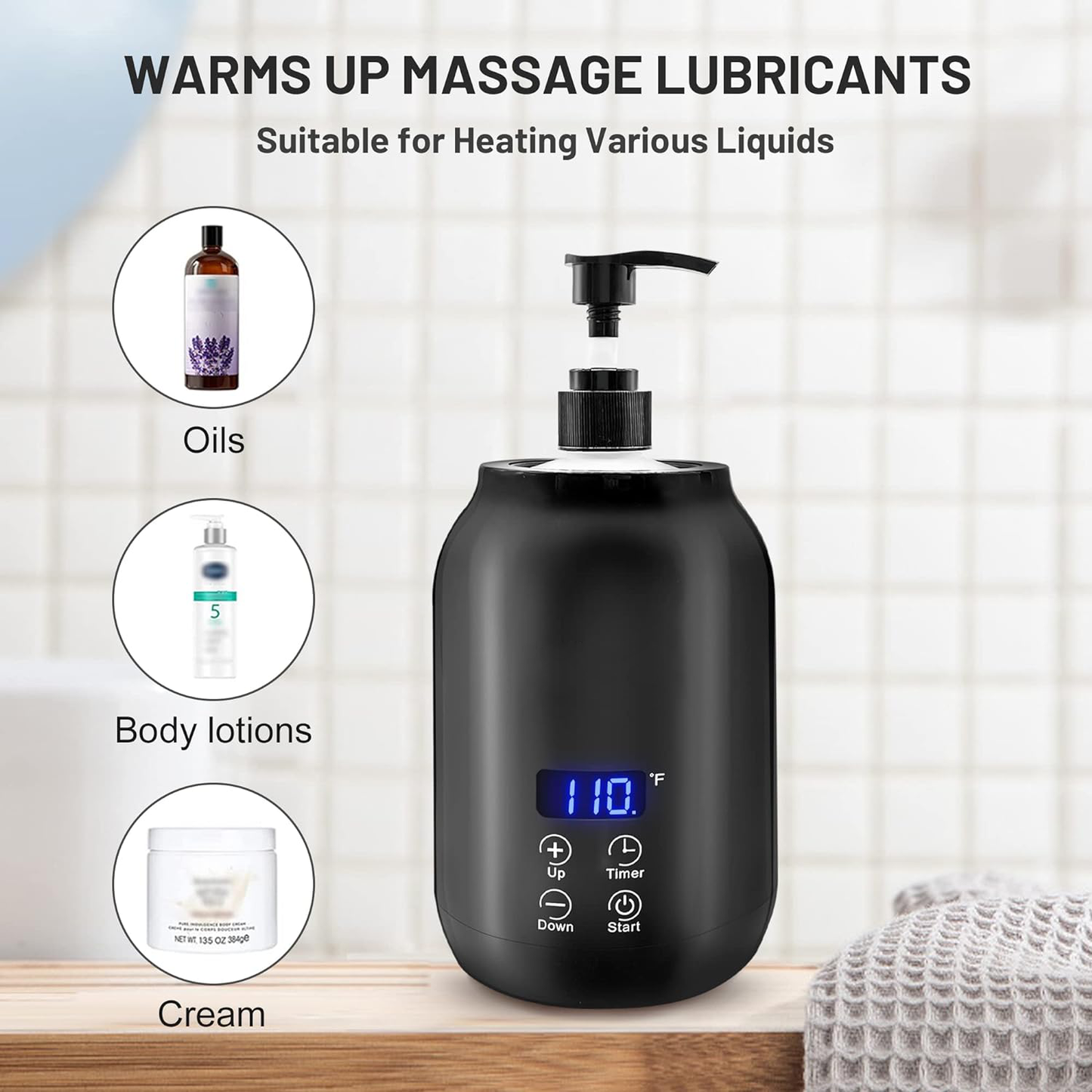 Portable Electric Massage Oil Warmer Digital Temperature Control