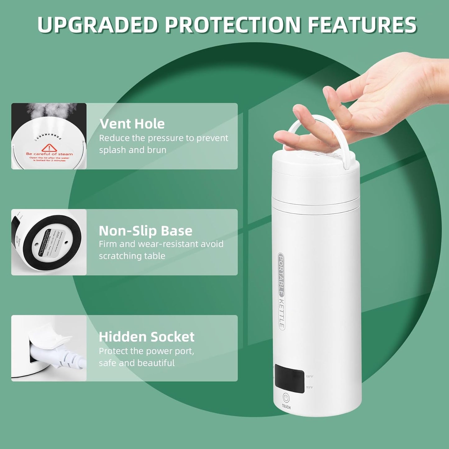 Portable Electric Travel Kettle Compact Stainless Steel Smart Kettle with LCD Display