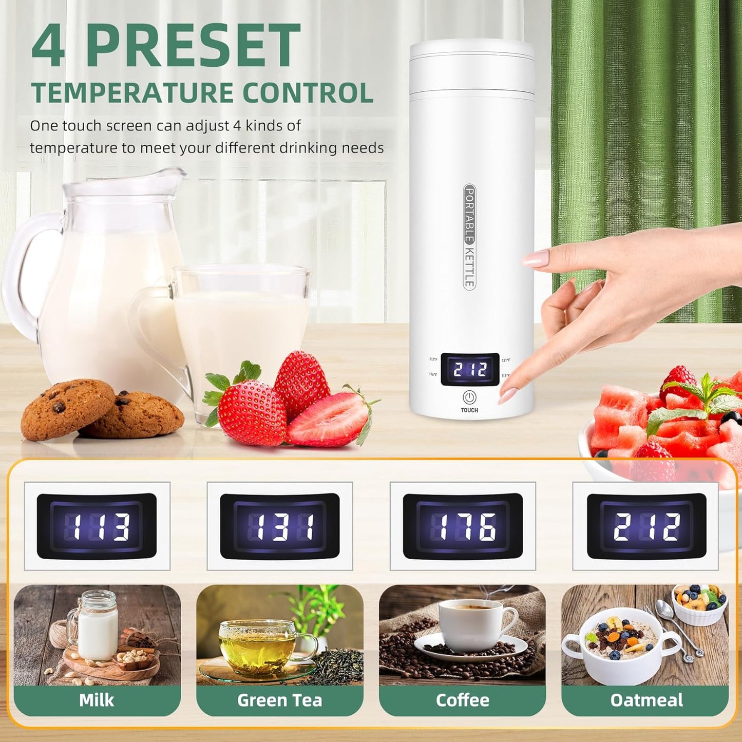 Portable Electric Travel Kettle Compact Stainless Steel Smart Kettle with LCD Display